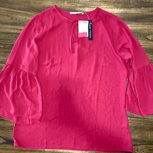 TJmaxx Violet + Claire Bell Sleeve Red Blouse
